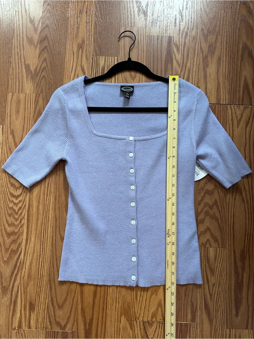 Lavender Ribbed Square-Neck Button-Front Top - Picture 4 of 5